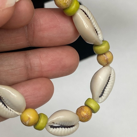 Unisex Tie on Impression Jasper Hemp Bracelet or Anklet with Wood Bead Detail - Picture 6 of 10